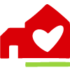 Haus mit Herz Rotes Haus mit Herz-Symbol